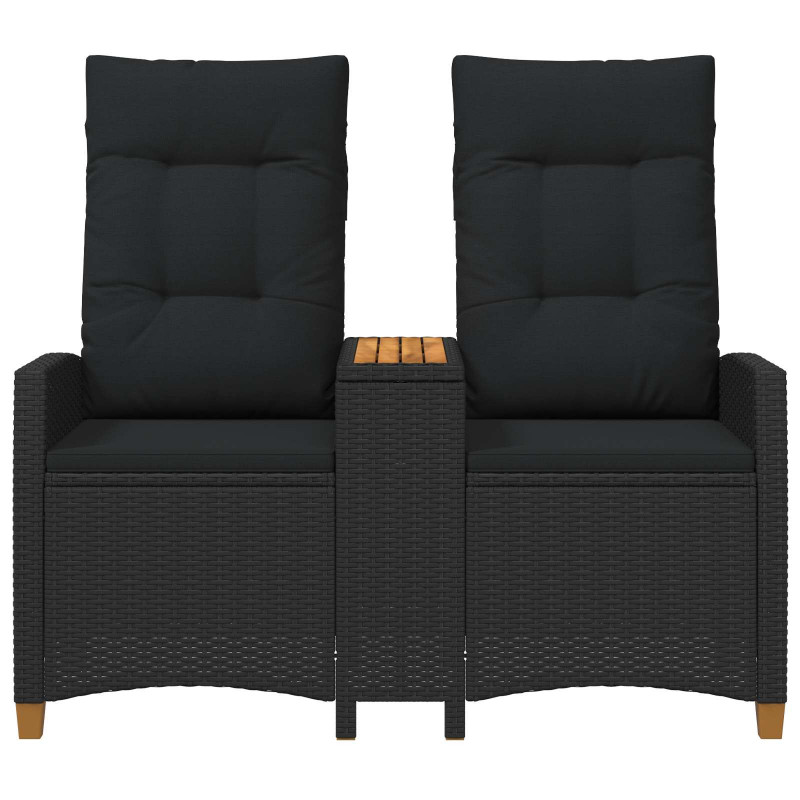 Leżanka z stolikiem Czarny 126 x 65 x 112 cm polirattan