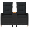 Leżanka z stolikiem Czarny 126 x 65 x 112 cm polirattan