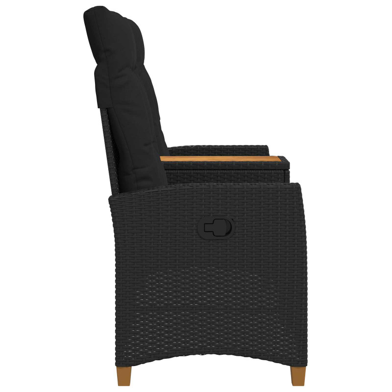 Leżanka z stolikiem Czarny 126 x 65 x 112 cm polirattan