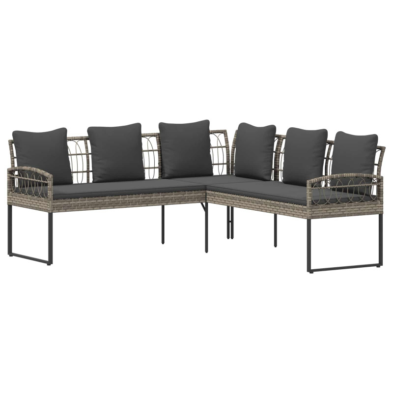 Zestaw sof ogrodowych 2 pcs Szary Rattan polietylenowy i stal