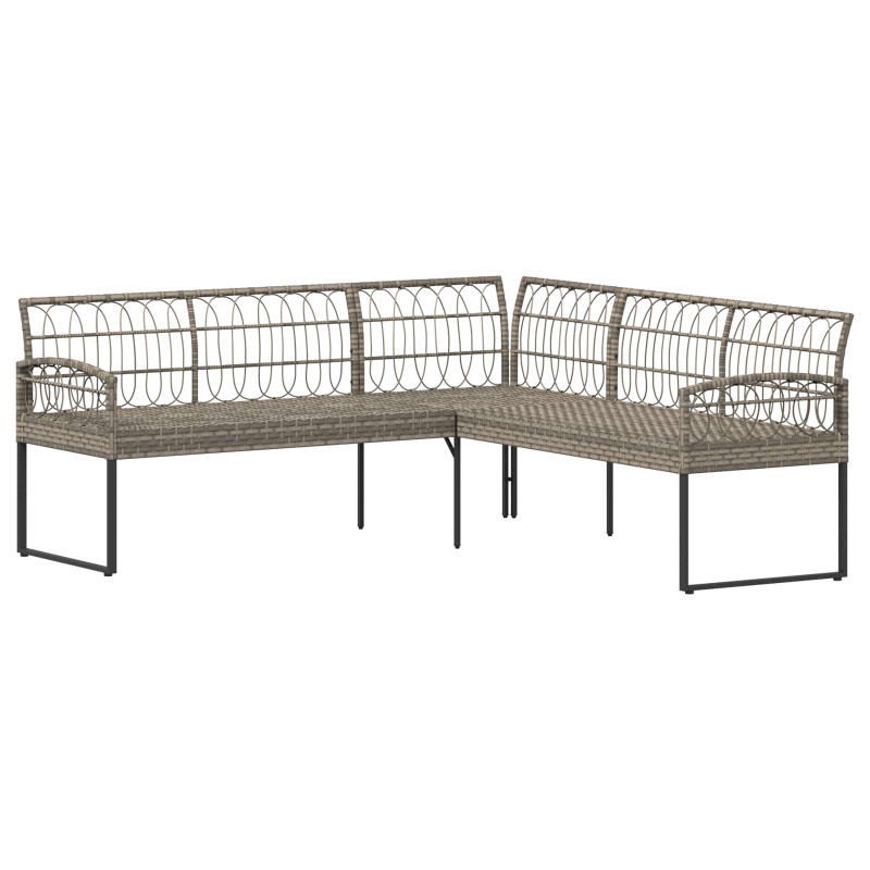 Zestaw sof ogrodowych 2 pcs Szary Rattan polietylenowy i stal