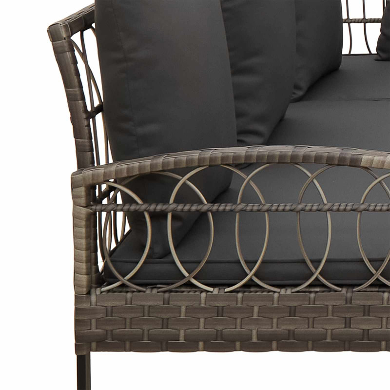 Zestaw sof ogrodowych 2 pcs Szary Rattan polietylenowy i stal