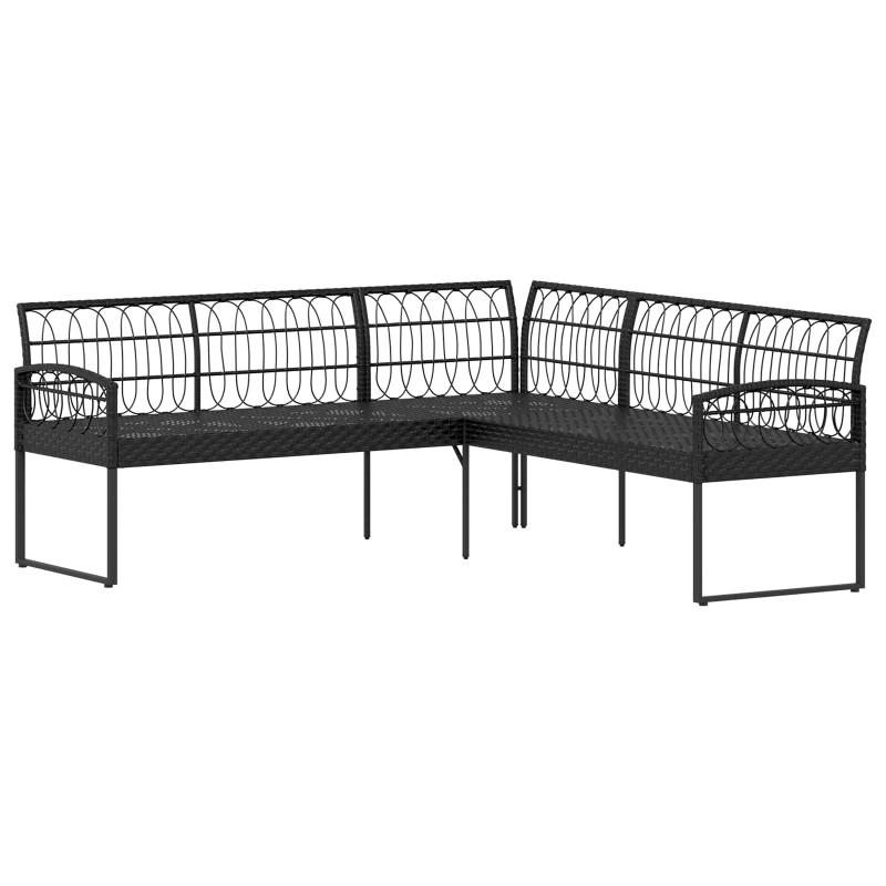 Zestaw Sof na Ogród 2 pcs Czarny i kremowy Poli Rattan Stal
