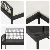 Zestaw Sof na Ogród 2 pcs Czarny i kremowy Poli Rattan Stal