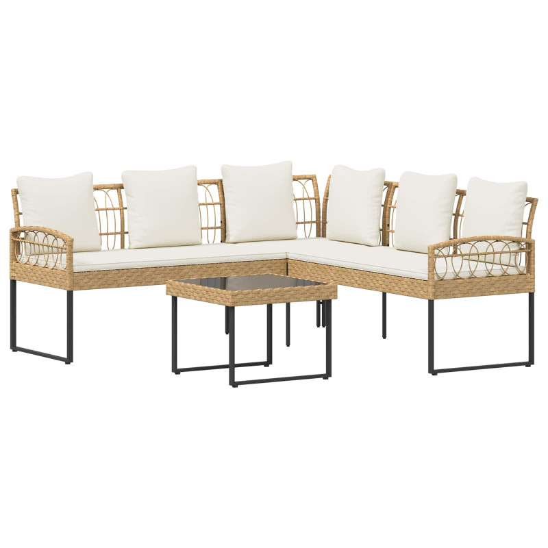 Zestaw Sof na Ogród z poduszką 2 pcs Naturalny Poli Rattan Stal