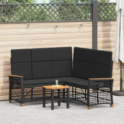 Zestaw sof ogrodowych Czarny 164 x 164 x 112 cm polirattan