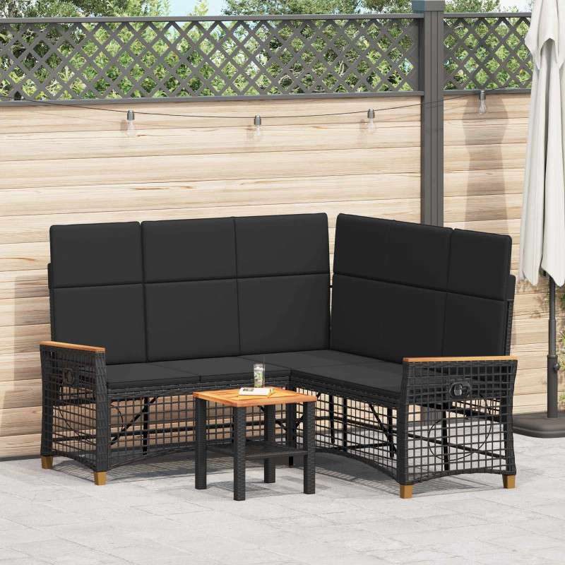 Zestaw sof ogrodowych Czarny 164 x 164 x 112 cm polirattan