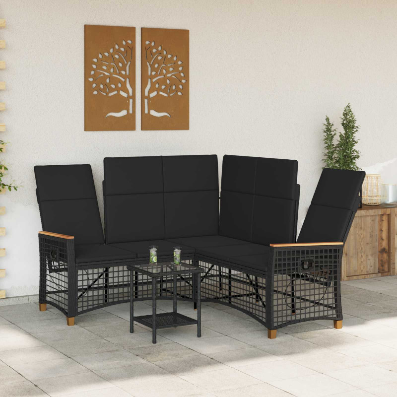 Zestaw sof ogrodowych Czarny 164 x 164 x 112 cm polirattan