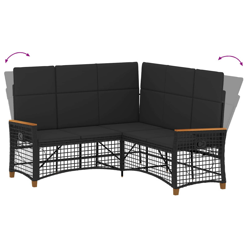 Zestaw sof ogrodowych Czarny 164 x 164 x 112 cm polirattan