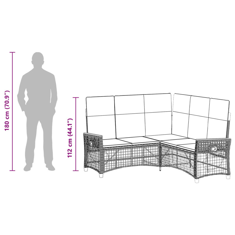 Zestaw sof ogrodowych Czarny 164 x 164 x 112 cm polirattan
