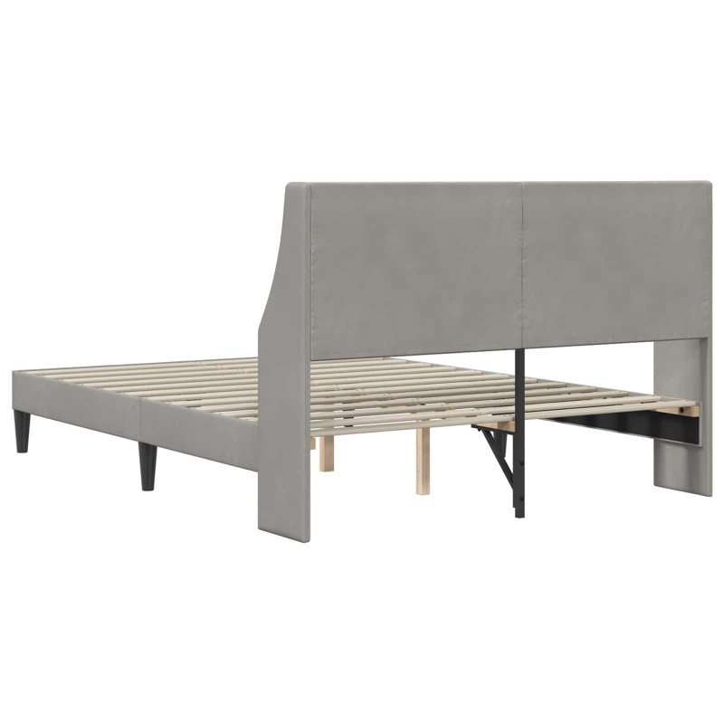 Ramka łóżka Z zagłówkiem Jasnoszary 100 x 200 cm Aksamit