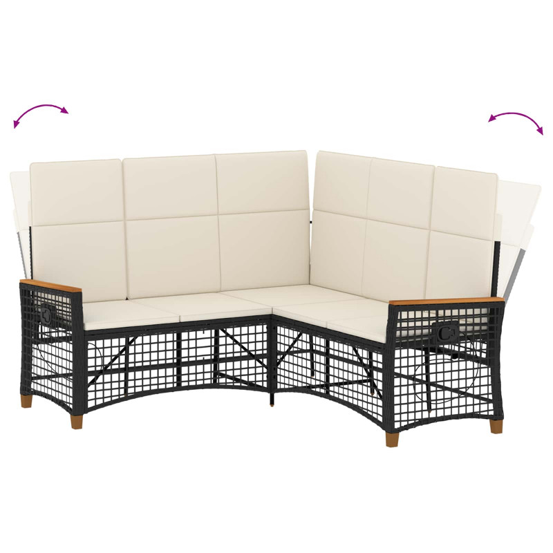 Zestaw sof ogrodowych Czarny i kremowo-biały 164 x 164 x 112 cm