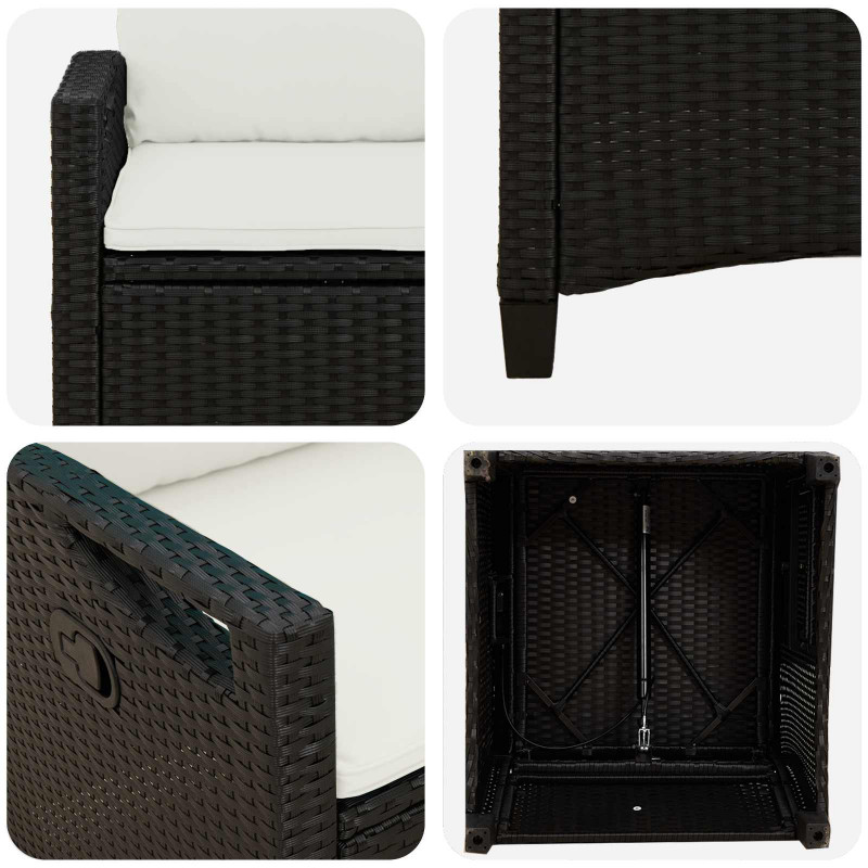 Krzesło Ogrodowe 2 pcs Czarny i kremowy 56 x 60 x 112 cm