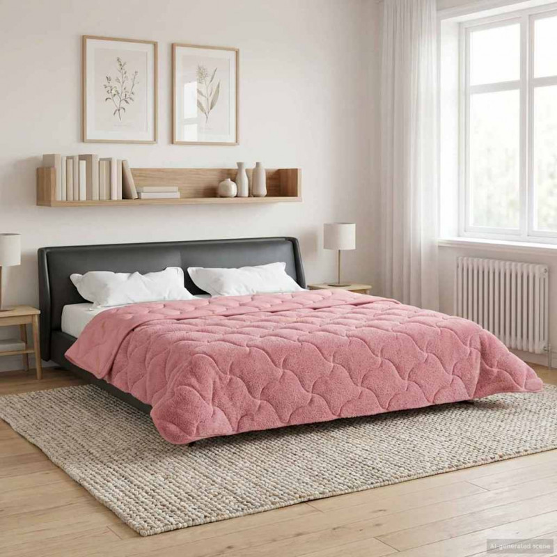 Letni Kołdra Różowy 220 x 240 cm Mikrofibra i Fleece Teddy