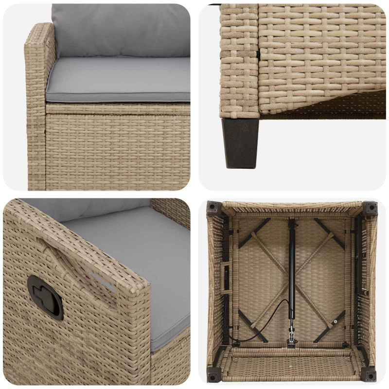 Krzesło Ogrodowe 2 pcs Beżowy i jasnoszary 56 x 60 x 112 cm