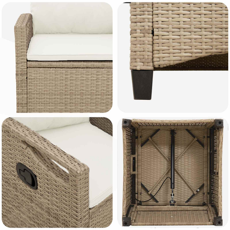 Krzesło Ogrodowe 2 pcs Beżowy i kremowy 56 x 60 x 112 cm