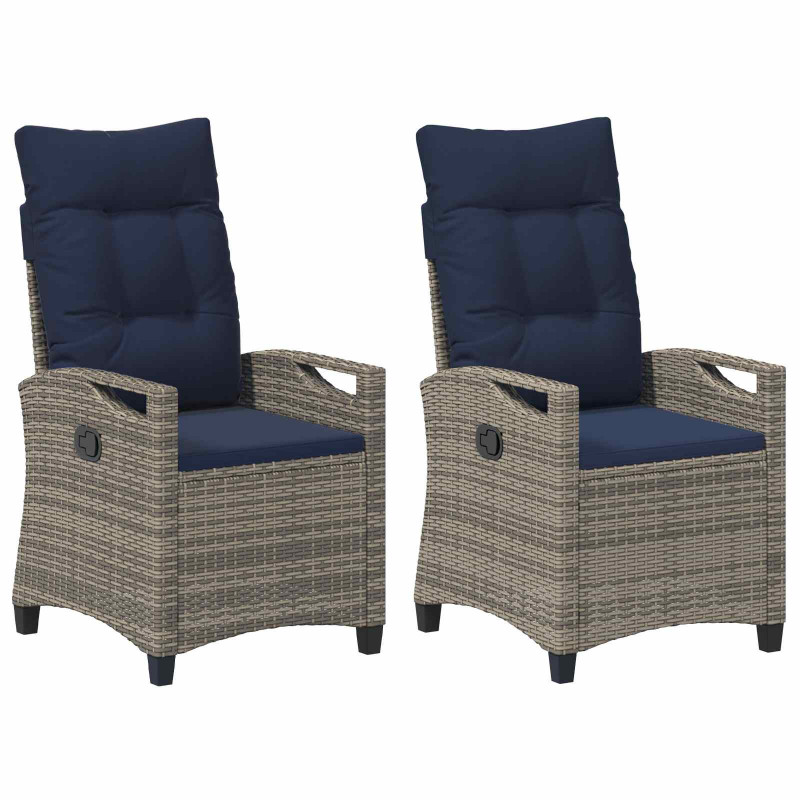 Krzesło Ogrodowe 2 pcs szary i granatowy 56 x 60 x 112 cm