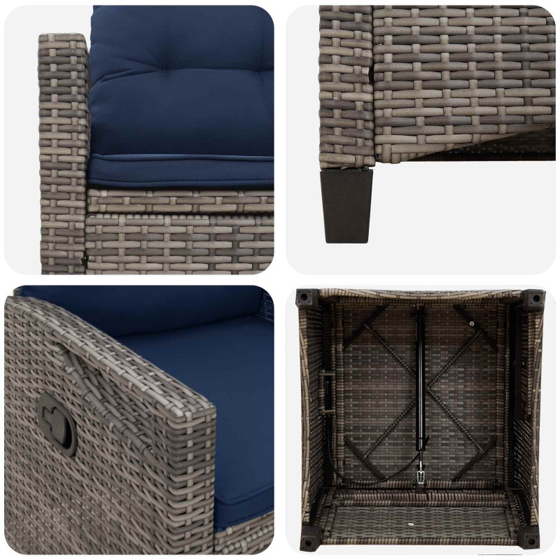 Krzesło Ogrodowe 2 pcs szary i granatowy 56 x 60 x 112 cm