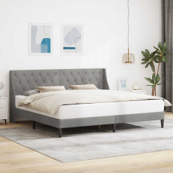 Ramka łóżka Z zagłówkiem Jasnoszary 180 x 200 cm Aksamit