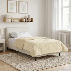 Letni Kołdra Kremowy 135 x 220 cm Mikrofibra i Fleece Teddy