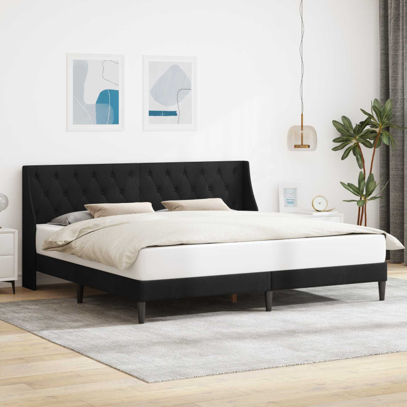 Ramka łóżka Z zagłówkiem Czarny 180 x 200 cm Aksamit
