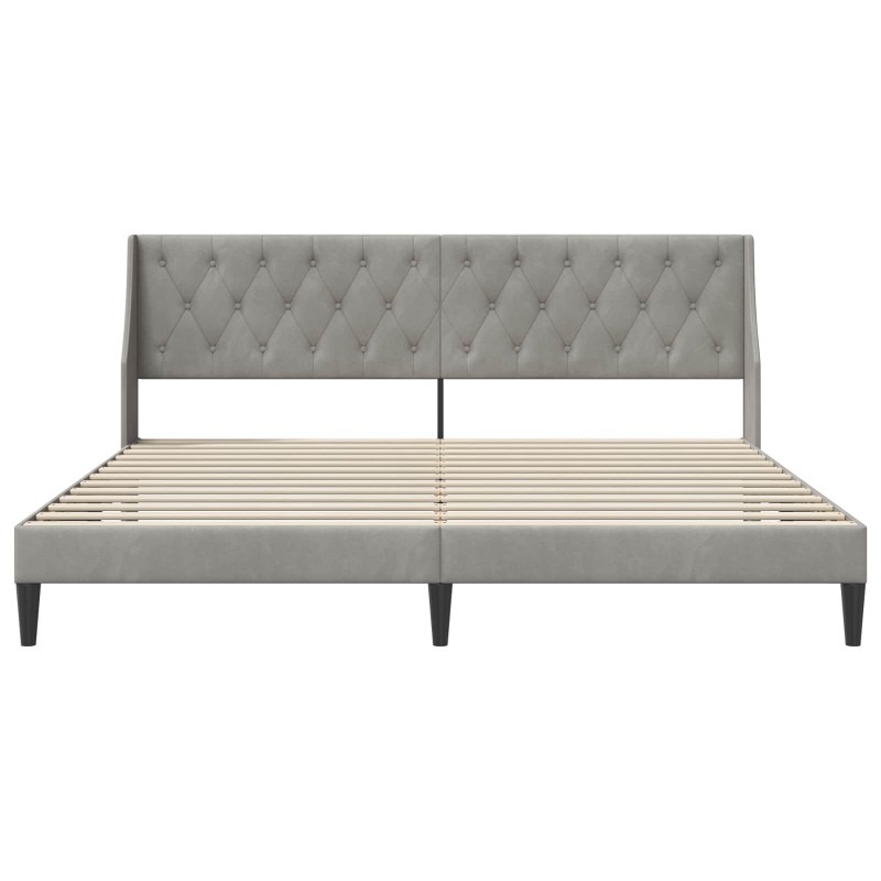 Ramka łóżka Z zagłówkiem Jasnoszary 200 x 200 cm Aksamit