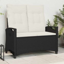 Ławka ogrodowa z poduszką Czarny i kremowy 105 x 60 x 112 cm