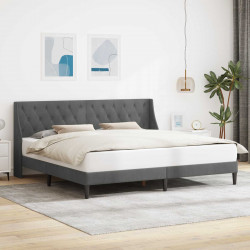 Ramka łóżka Z zagłówkiem Ciemnoszary 200 x 200 cm Aksamit