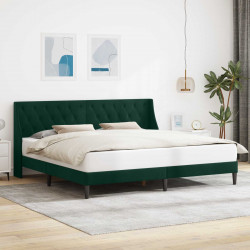 Ramka łóżka Z zagłówkiem Ciemna zieleń 200 x 200 cm Aksamit