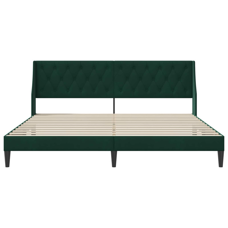 Ramka łóżka Z zagłówkiem Ciemna zieleń 200 x 200 cm Aksamit