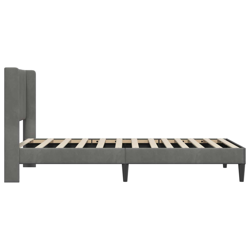 Ramka łóżka Z zagłówkiem Ciemnoszary 100 x 200 cm Aksamit