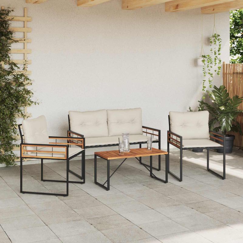 Zestaw Mebli Ogrodowych z poduszką 4 pcs Kremowy