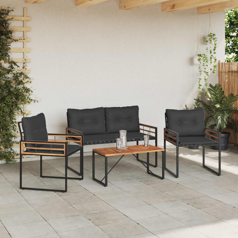 Zestaw Mebli Ogrodowych z poduszką 4 pcs Ciemny szary