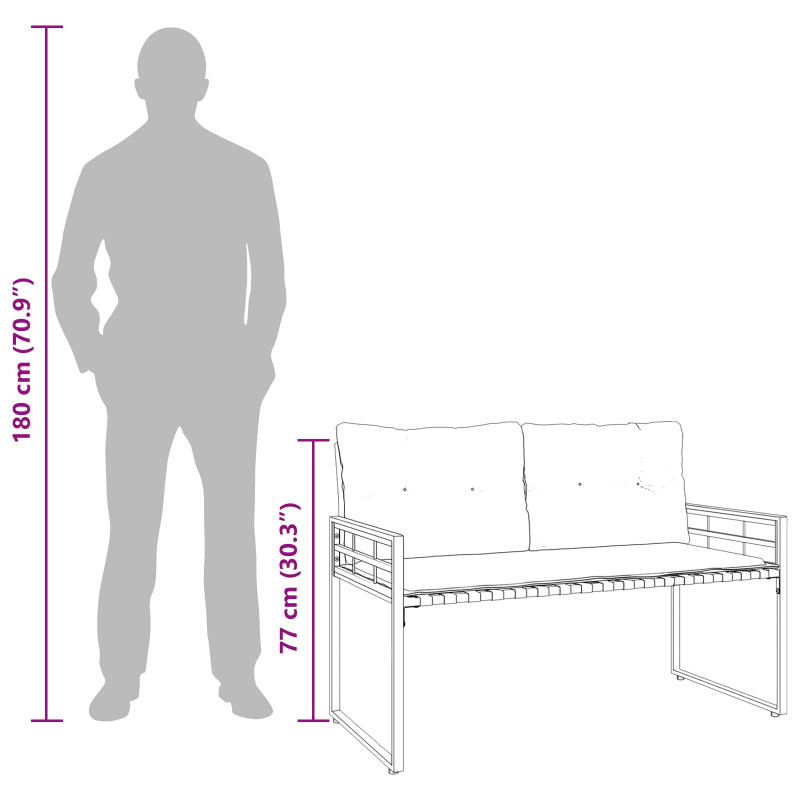 Zestaw Mebli Ogrodowych z poduszką 4 pcs Ciemny szary