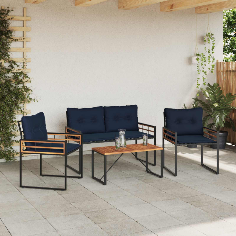Zestaw Mebli Ogrodowych z poduszką 4 pcs Granatowy