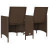 Ogrodowa sofa 2-os. ze stolikiem i poduszkami brązowy rattan PE