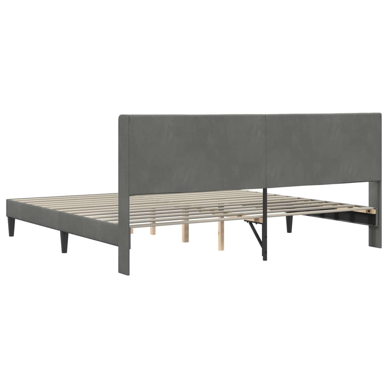 Ramka łóżka Z zagłówkiem Ciemnoszary 180 x 200 cm Aksamit