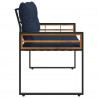 Ławka Z Warstwą Drewnianą z poduszką Granatowy 114 x 55 x 77 cm