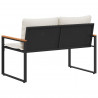 ławka z poduszką Czarny i kremowo-biały 115 x 65 x 72 cm rattan