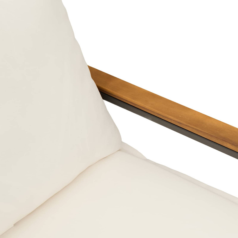 ławka z poduszką Czarny i kremowo-biały 115 x 65 x 72 cm rattan