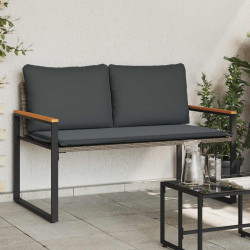 ławka z poduszką Szary i ciemnoszary 115 x 65 x 72 cm rattan