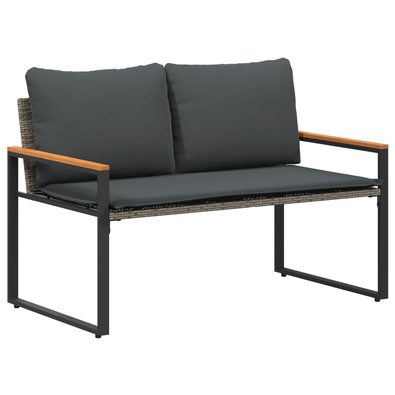 ławka z poduszką Szary i ciemnoszary 115 x 65 x 72 cm rattan