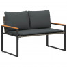 ławka z poduszką Szary i ciemnoszary 115 x 65 x 72 cm rattan