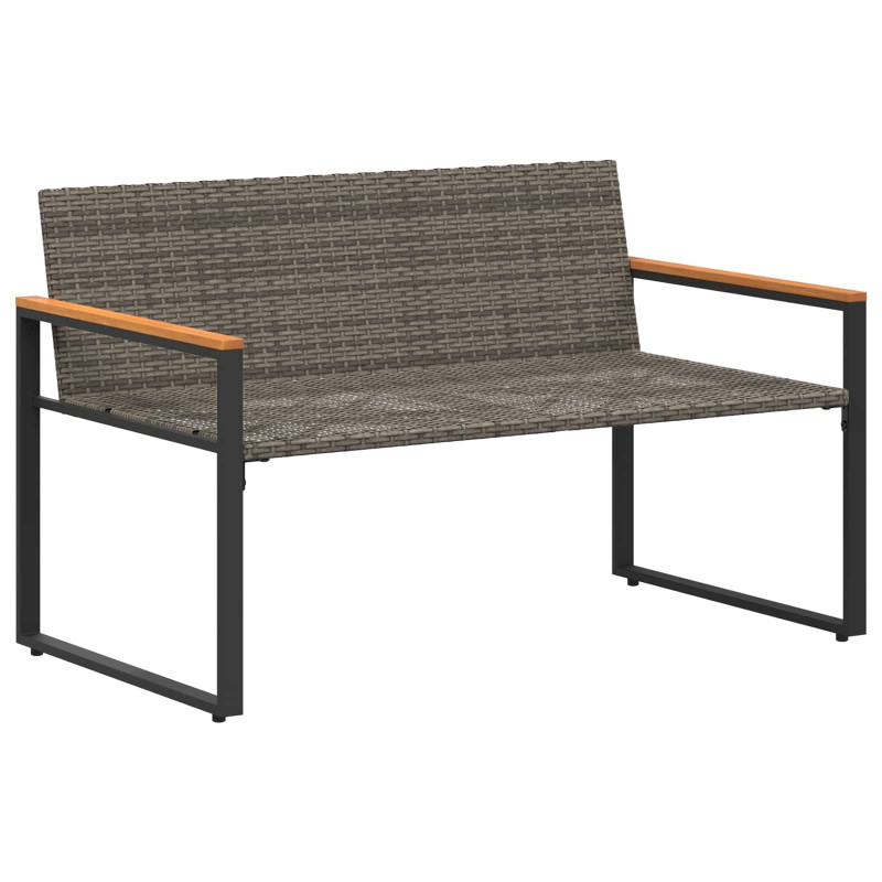 ławka z poduszką Szary i ciemnoszary 115 x 65 x 72 cm rattan