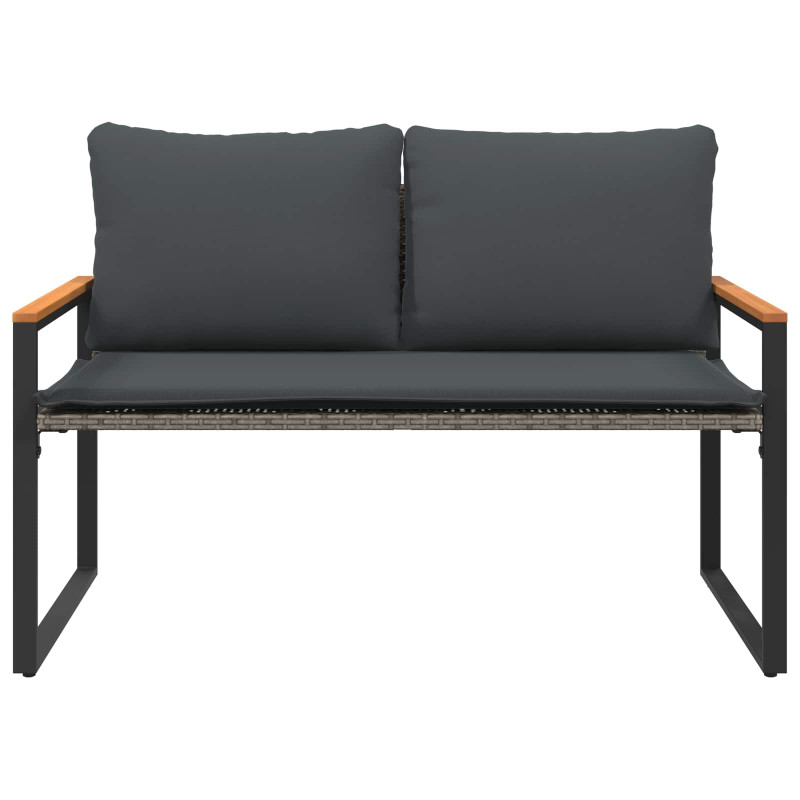 ławka z poduszką Szary i ciemnoszary 115 x 65 x 72 cm rattan