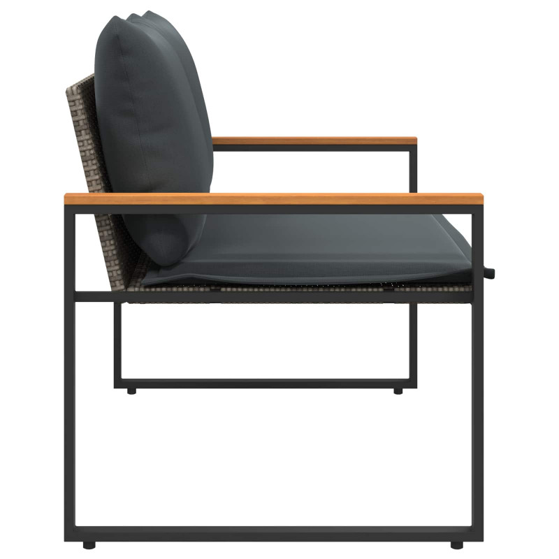 ławka z poduszką Szary i ciemnoszary 115 x 65 x 72 cm rattan
