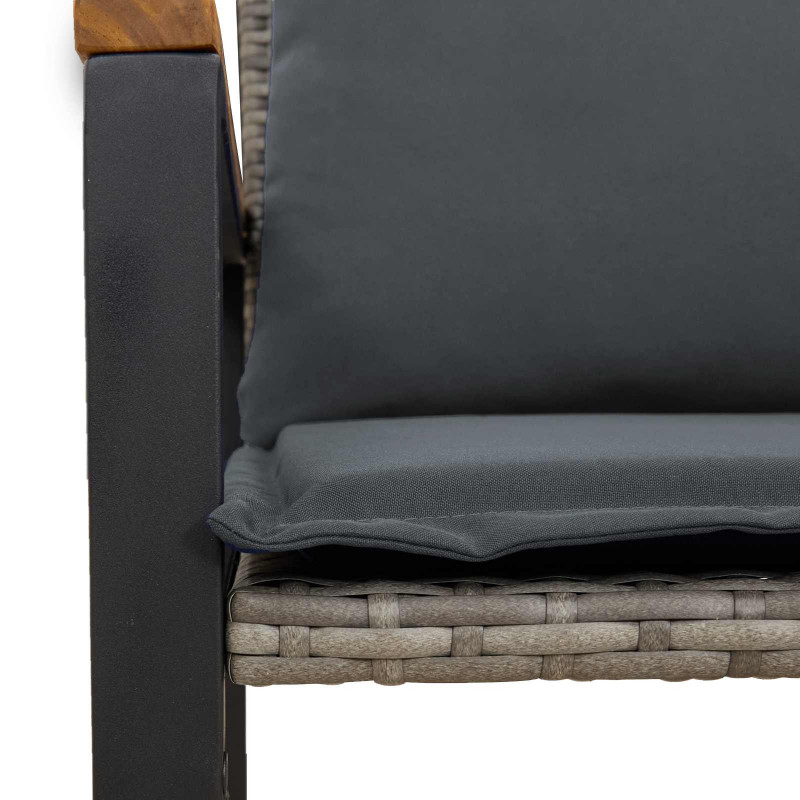 ławka z poduszką Szary i ciemnoszary 115 x 65 x 72 cm rattan
