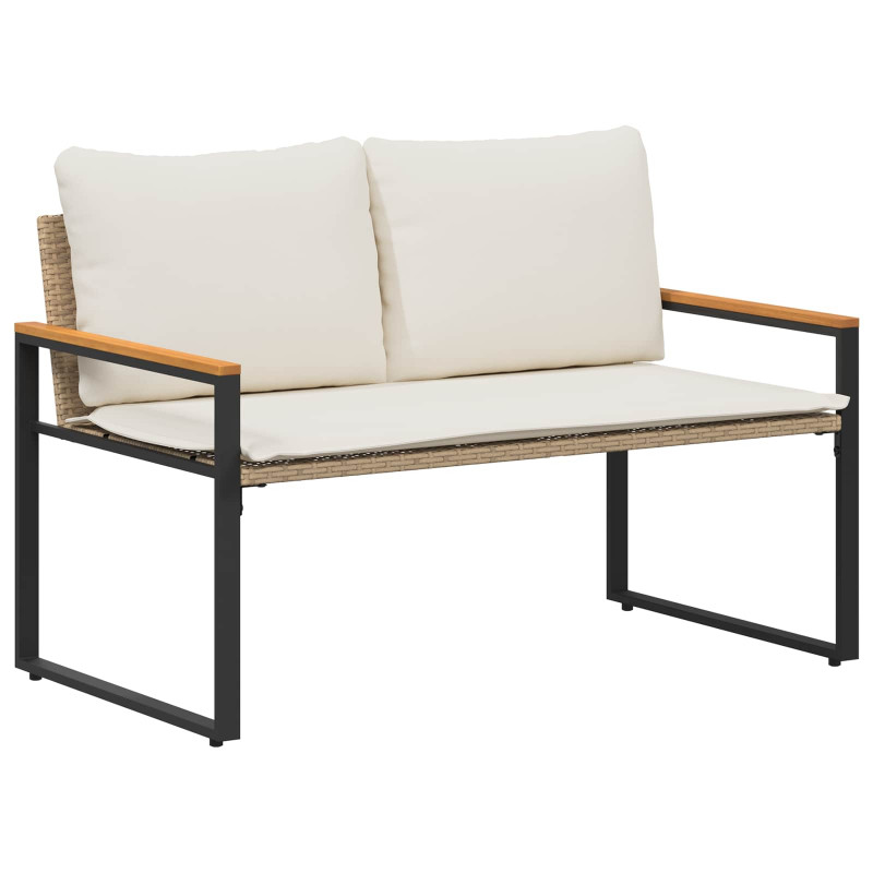 ławka z poduszką Beżowy i kremowy 115 x 65 x 72 cm rattan