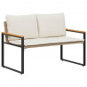 ławka z poduszką Beżowy i kremowy 115 x 65 x 72 cm rattan