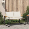 ławka z poduszką Beżowy i kremowy 115 x 65 x 72 cm rattan